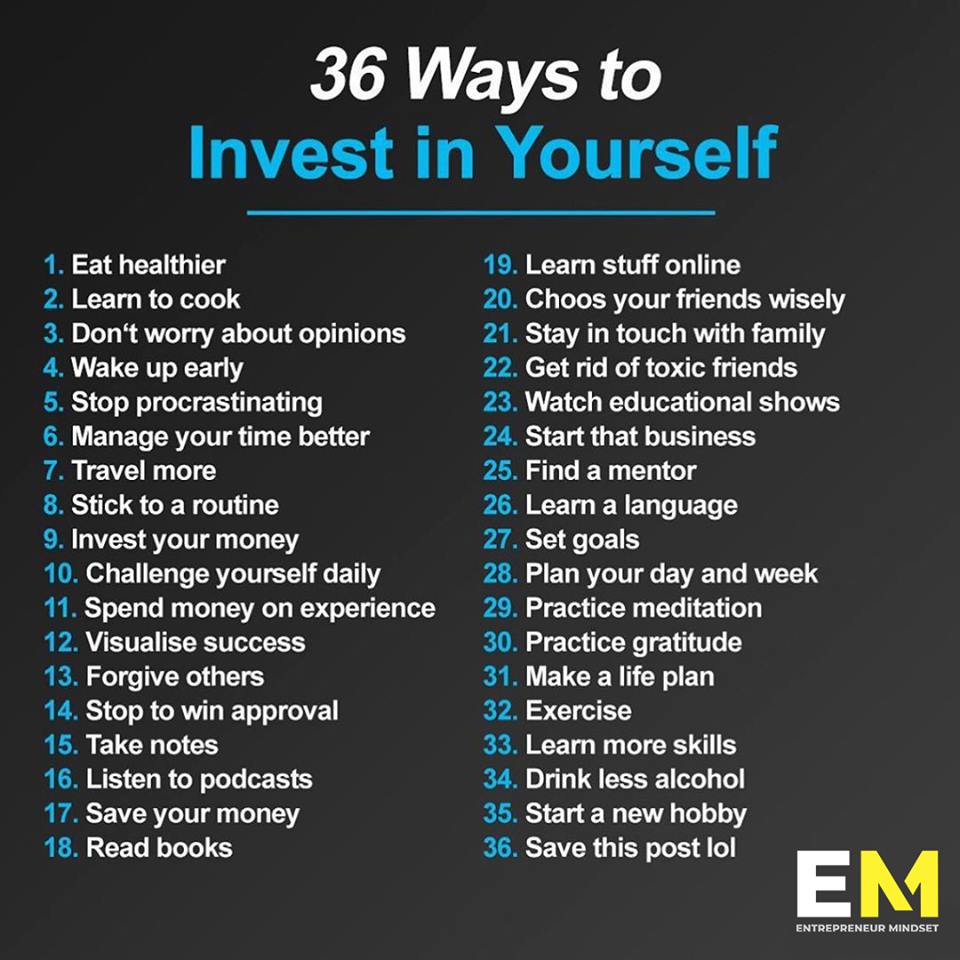 36 ways to invest in yourself, iiQ8, motivatinal quotes