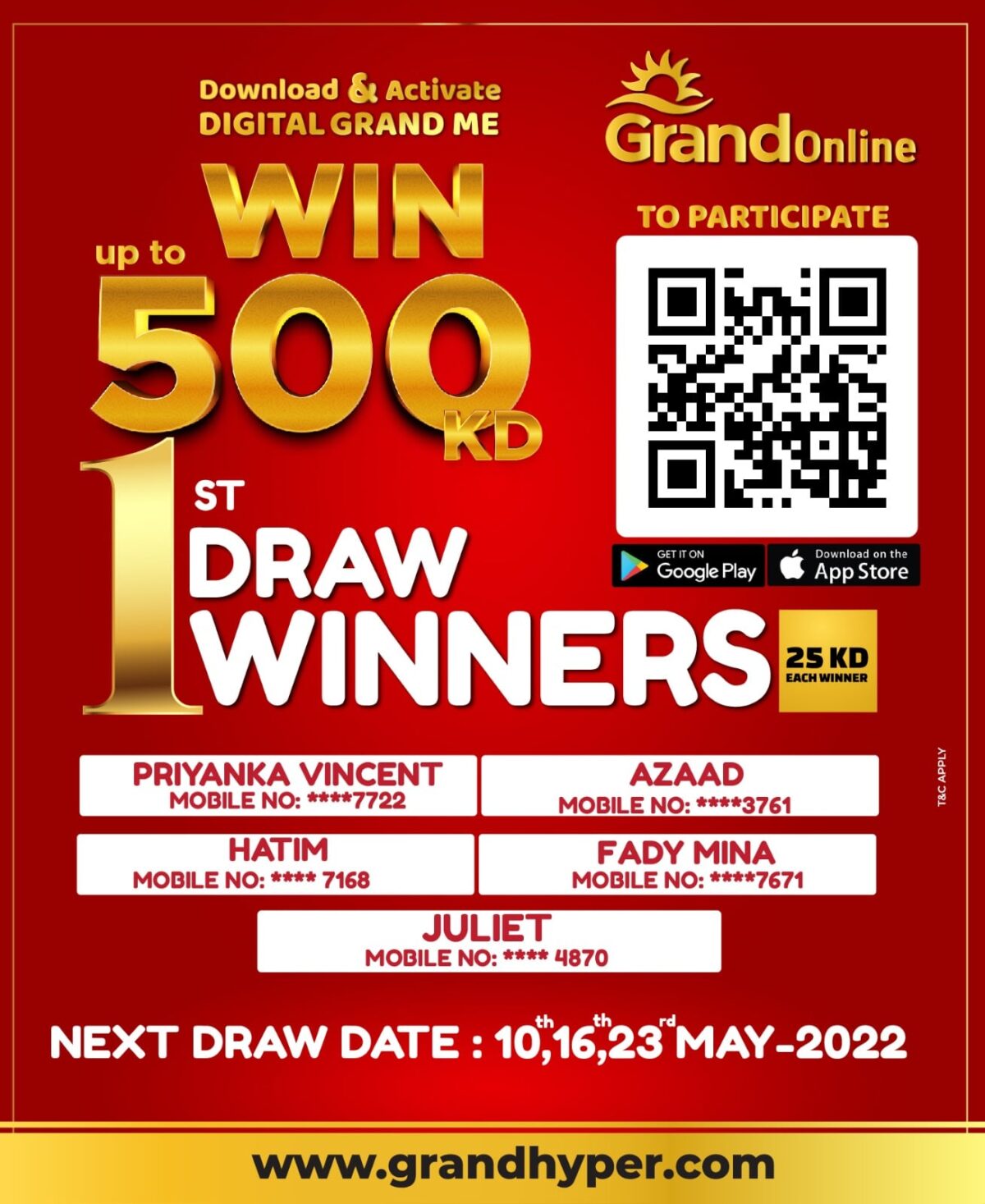 Grand Hyper Win up to 500 KD, Download App