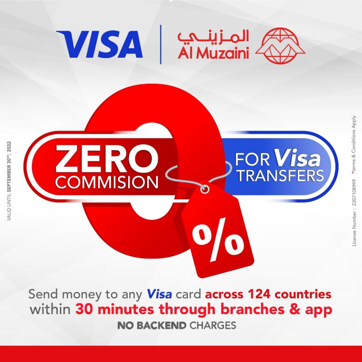 Transfer to VISA Cards with Zero Commission, Al Muzaini Exchange Co.,