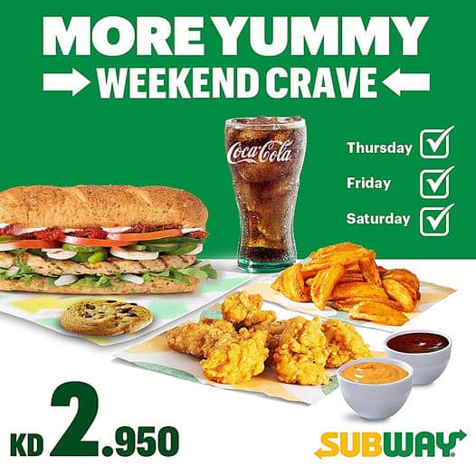 Subway Kuwait Offer, Weekly Promotions in Subway