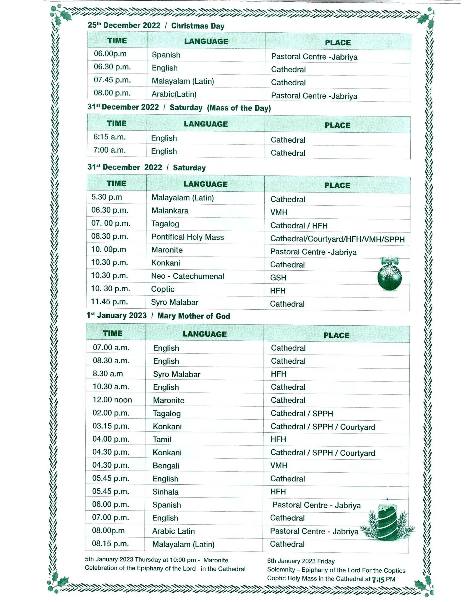 Christmas & New Years Events 2023 in Kuwait Mass Schedule (1)